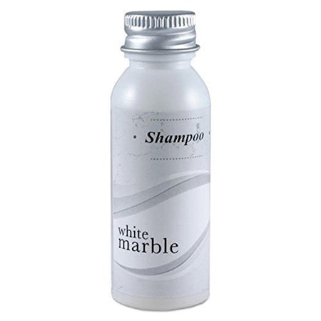 Transmacro Amenities 0.75 oz Shampoo Bottle - Pleasant Scent, Light Green with Gold DIA 10190-71